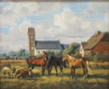 KAPLAN, Hubert*1940Pferde und Schafe auf der WeideÖl auf Holz, signiert, 10 x 12 cm, Rahmen** )