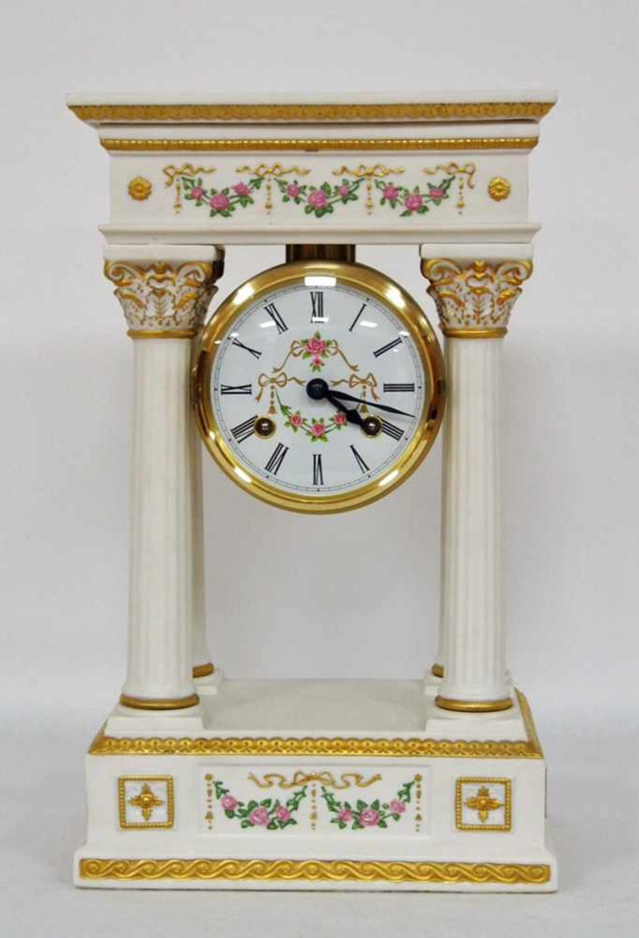 KaminuhrBisquit-Porzellan, bemalt und vergoldet, Franklin Mint "Emperess Josephine Clock", 1987,