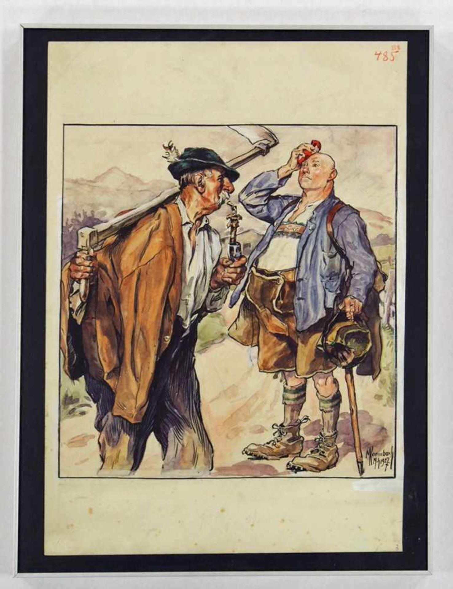 KROMBACH, Max1867-1947AuskunftTuschfeder / Gouache auf Papier, signiert und datiert 1927 unten