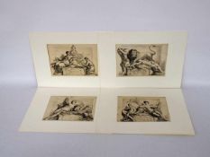 RODE, Bernhard1725-1797Die vier Erdteile4 Radierungen (nach Schlüter), ca. 18 x 25 cm, im Klapp-