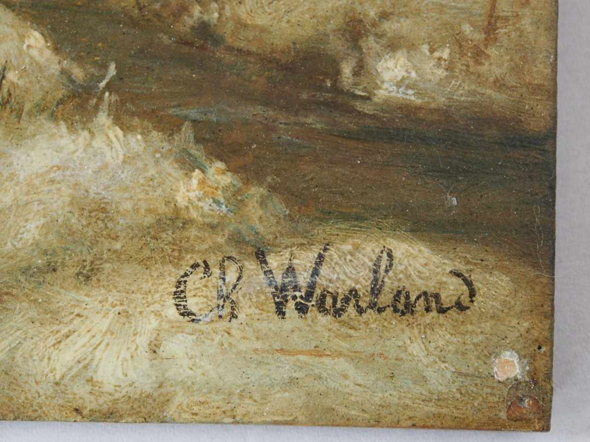WARLAND, Charles1856-1921Eisvergnügen vor einem SchlossÖl auf Holz, signiert unten rechts, 30 x 40 - Bild 2 aus 2