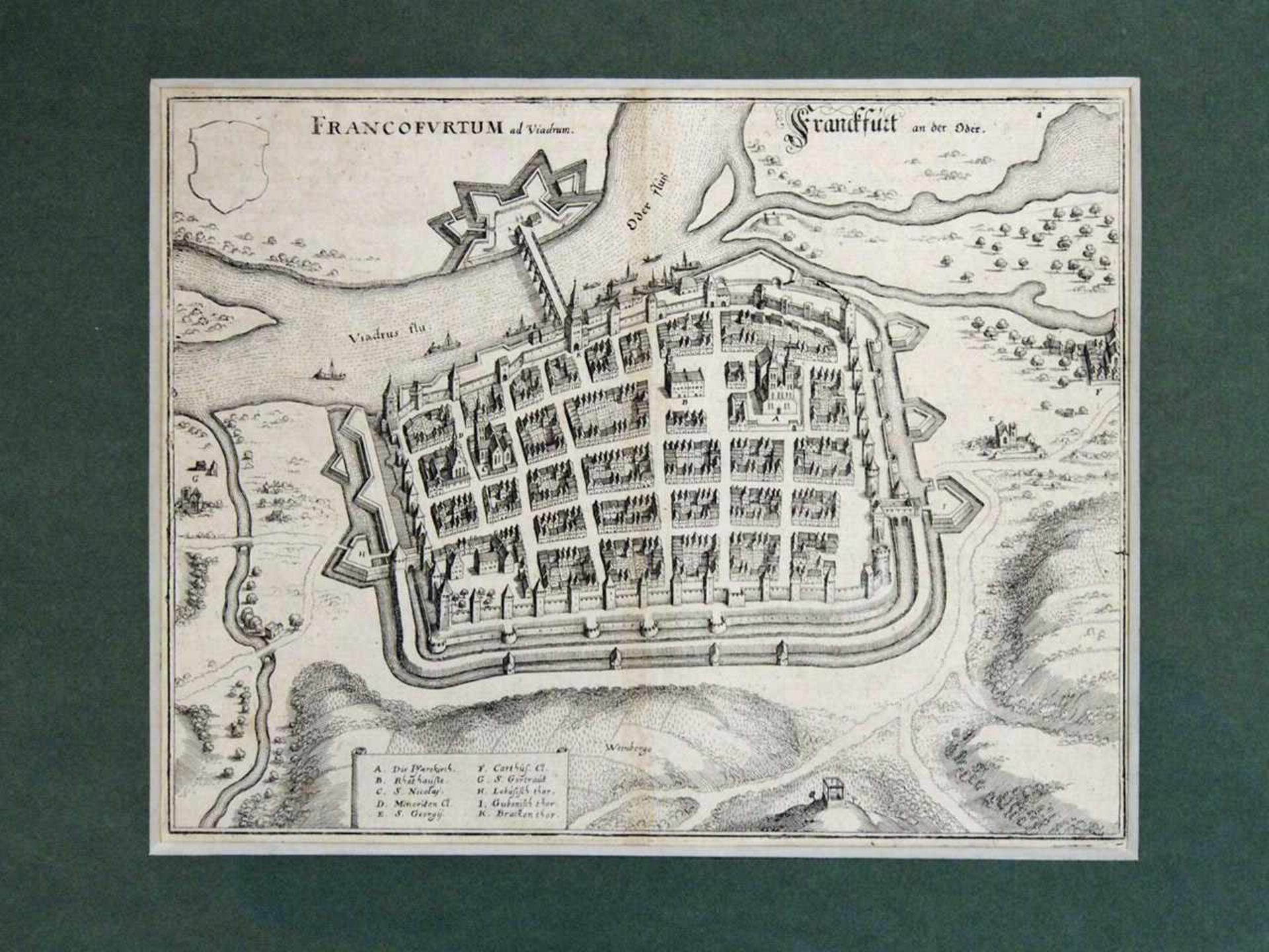 3 Blatt Frankfurt an der OderGesamtansicht Sebastian Münster, Holzschnitt, 1548, 24 x 29 cm, - Bild 3 aus 4