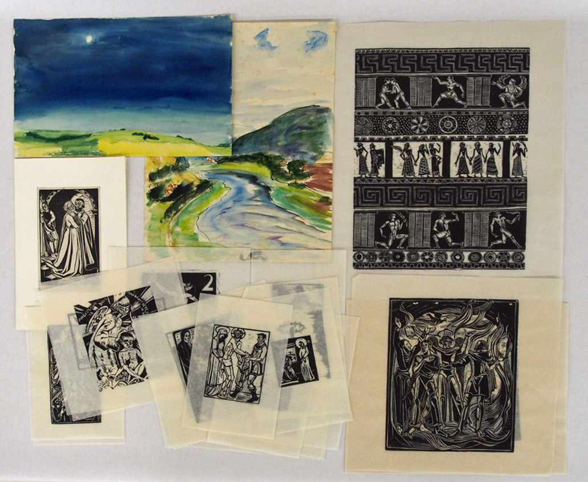 DOMIZLAFF, Hildegard1898-1987Landschaften2 Aquarelle auf Papier, signiert und datiert 1921(1x), 17,5