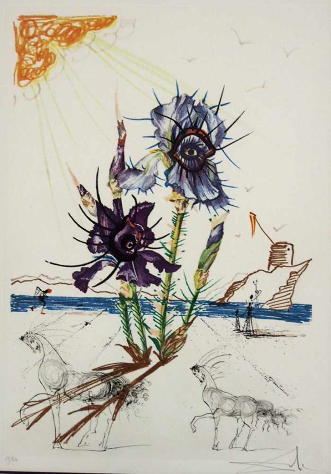 DALI, Salvador1904-1989Iris germanica cum ocellis italicisFarbradierung auf Heliogravur,signiert