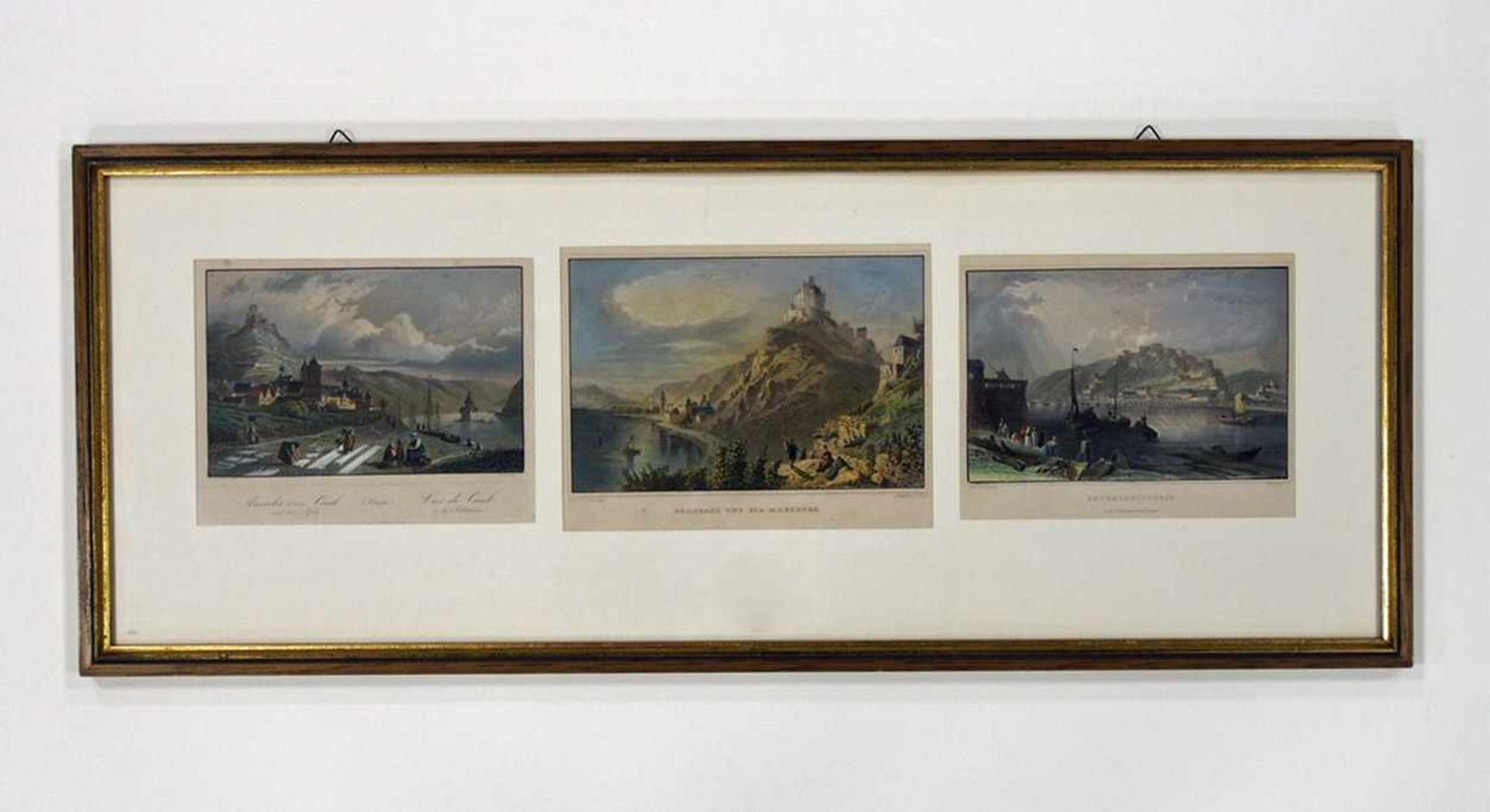 3 RheinansichtenFarbstiche von Rudolf, Kolb und Price, je ca. 12 x 16 cm, zusammen gerahmt unter