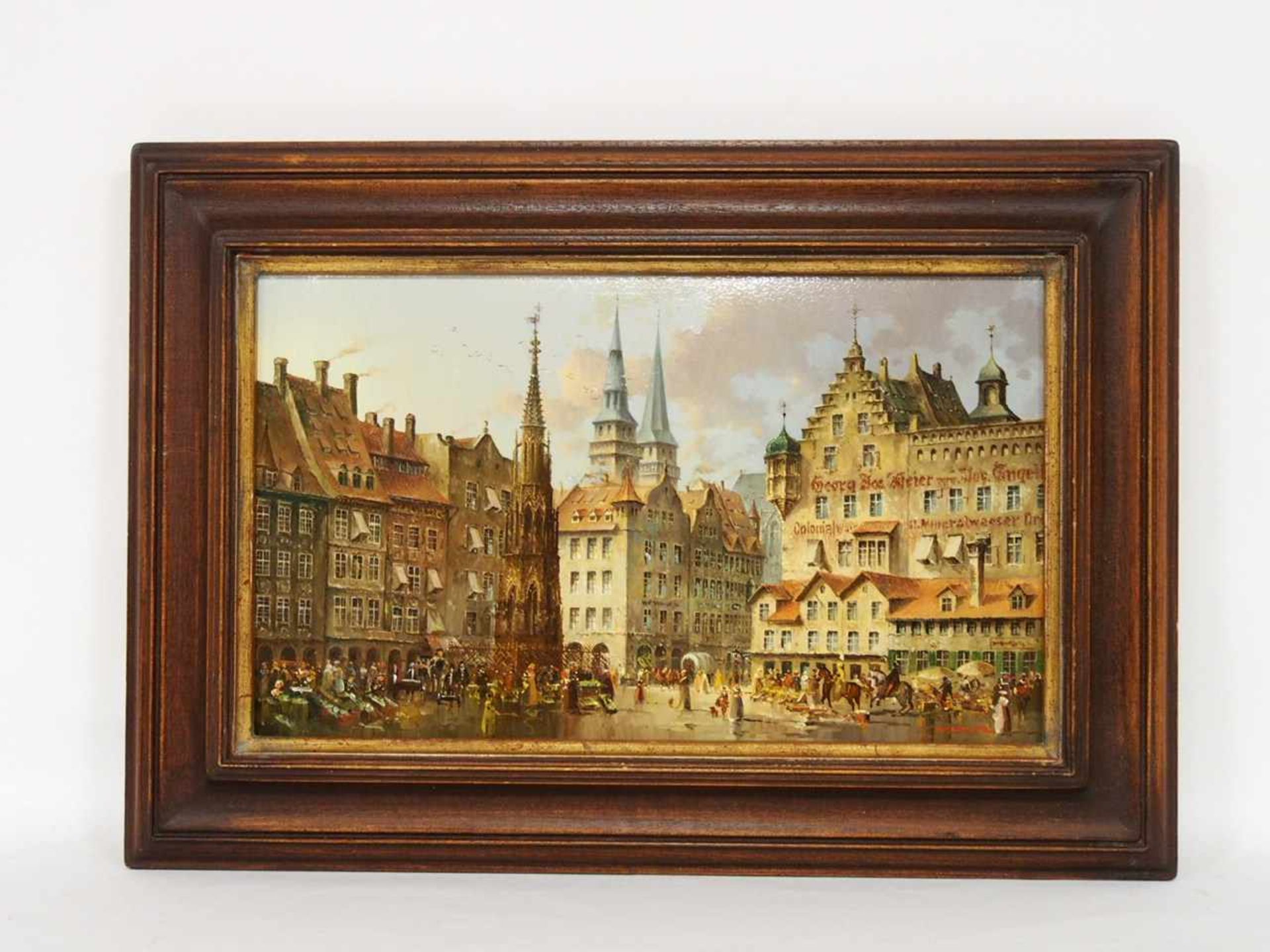 SCHOLTZ, Heinz*1925Marktplatz von NürnbergÖl auf Kupfer, signiert unten rechts, 23 x 38 cm, Rahmen - Image 2 of 2