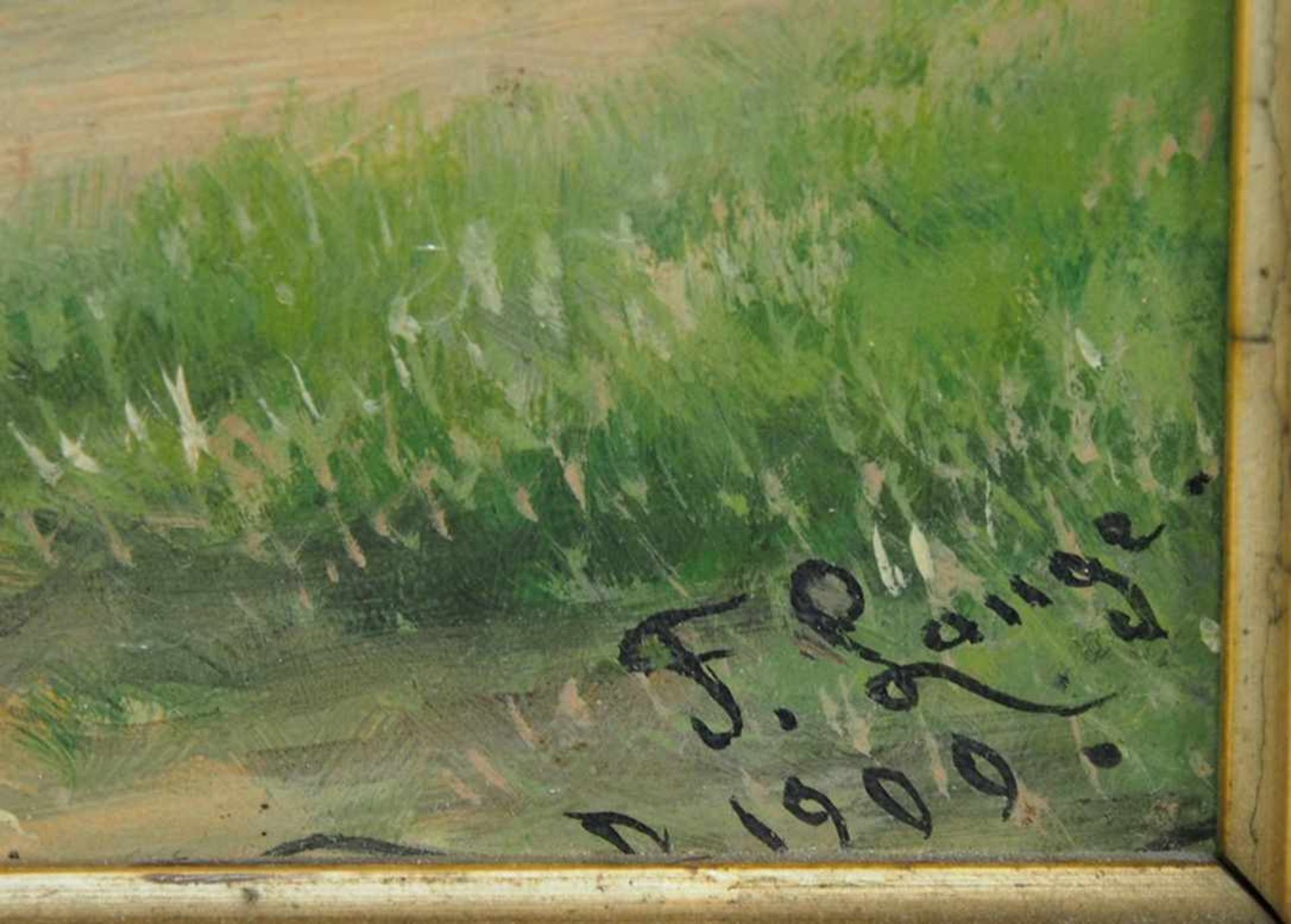 LANGE, Fritz1851-1922RheinasichtÖl auf Holz, signiert und datiert 1909 unten rechts, 23,5 x 30,5 cm, - Bild 3 aus 3