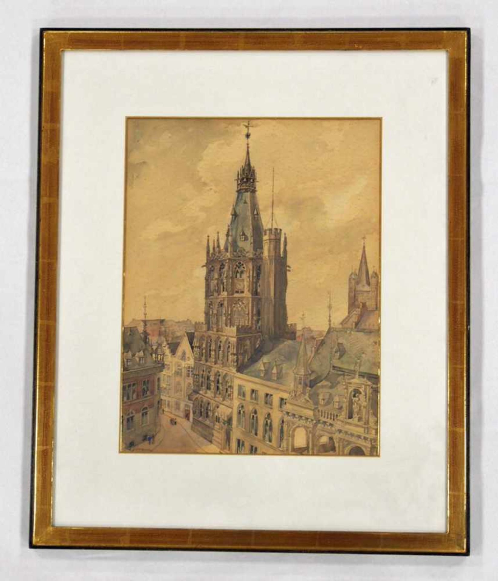 LEHMANN, Ottotätig um 1920Kölner RathausAquarell auf Papier, signiert unten links, 41 x 31 cm, - Bild 2 aus 2