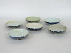 6 Teeschalen, China 18. Jh.Porzellan, blau-weiß Malerei, bodenseitig signiert, Durchmesser 10 cm