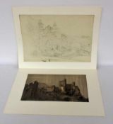 DEUTSCHE MEISTER19. Jh.Zwei Zeichnungen"Burg Rheinstein", Aquarell, Feder über Bleistift auf Papier,