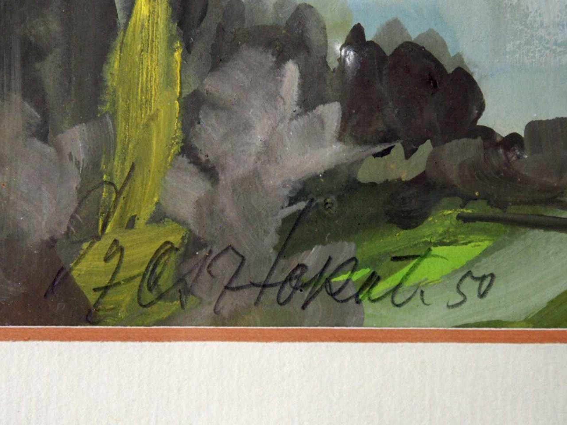 SZESZTOKAT, Willy1884-1963Ansicht auf den DrachenfelsGouache auf Papier, signiert und datiert (19)50 - Bild 3 aus 3