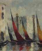 DEUTSCHER MEISTER20. Jh.Schiffe im Hafen von VenedigÖl auf Leinwand, signiert unten rechts, 60 x