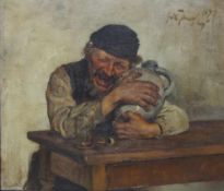 JANSSEN, Gerhard1863-1931Betrunkener Bauer mit KrugÖl auf Leinwand, signiert und datiert 1892 oben