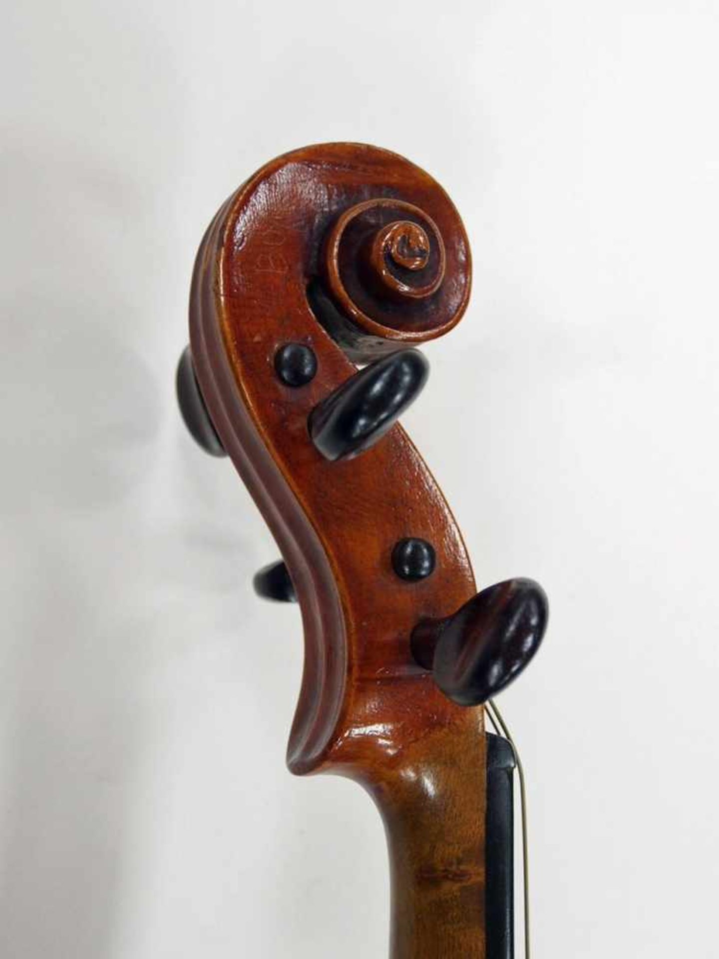 Violine, Deutsch 19. JahrhundertFichte (Decke), Ahorn (Zargen und einteiliger Boden), alter - Bild 5 aus 5