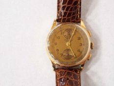 Chronograph Suisse750er Rotgold, Tele und Tachymeteraußenskala, Stoppzähler, Schweiz, um 1940 (