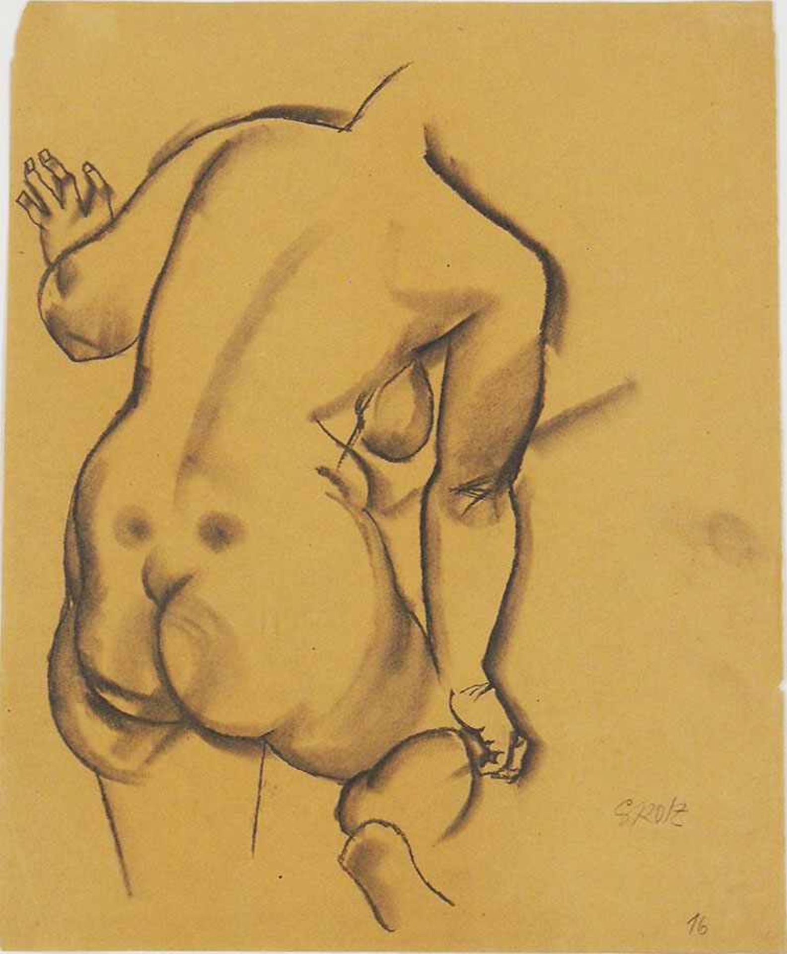 GROSZ, George1893-1959Weiblicher Rückenaktschwarze Kreide, gewischt auf Papier, signiert unten