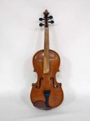 Violine Deutsch 19. JahrhundertFichte (Decke), Ahorn (Zargen und einteiliger Boden), alter gelber