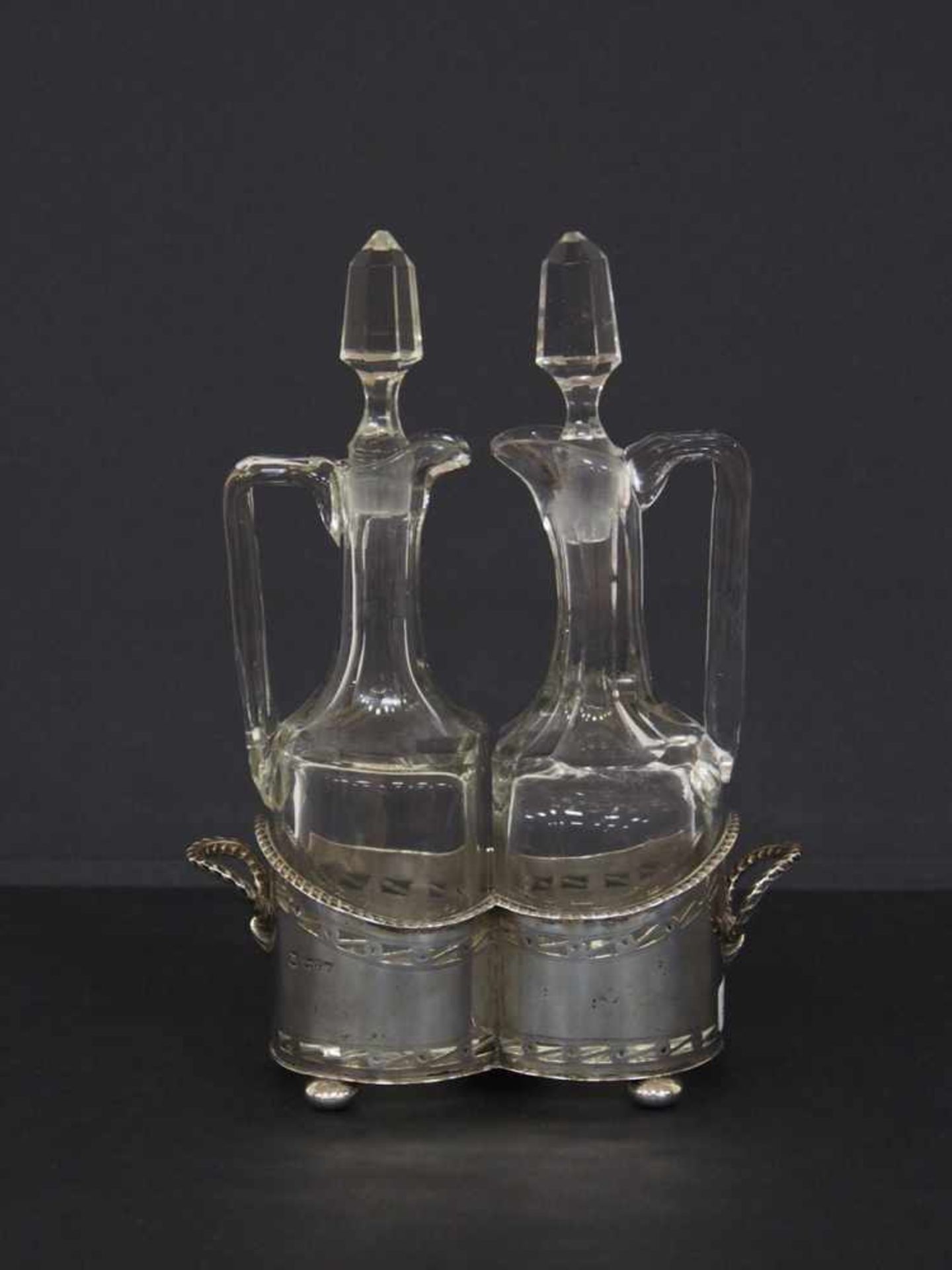 Essig und ÖlSilber, Glas, Chester 1912, Höhe 21 cm