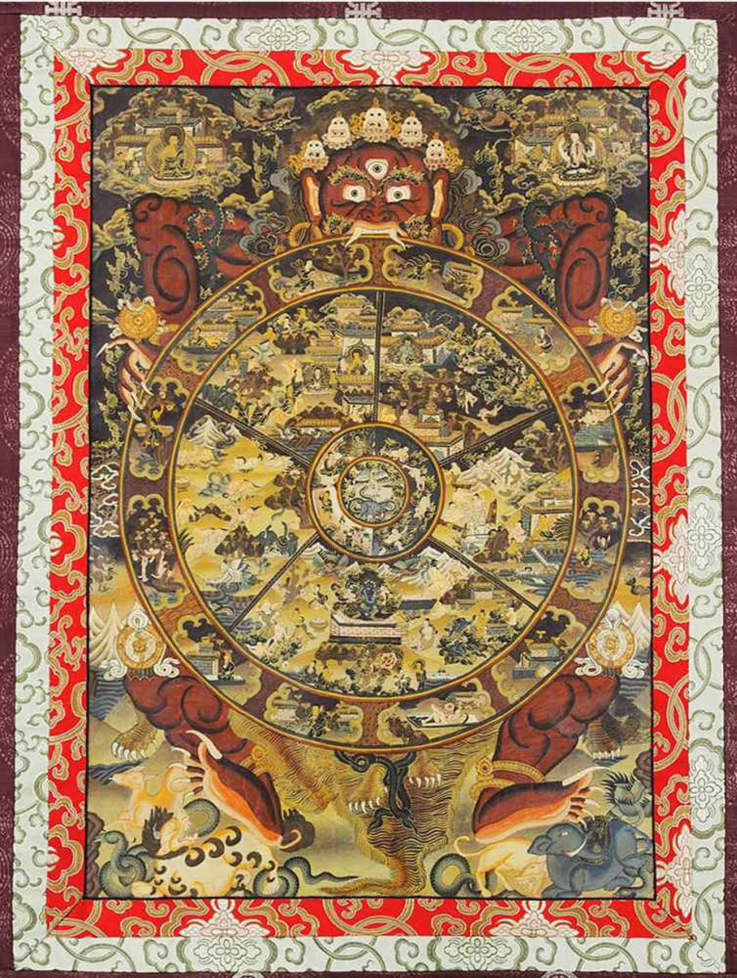 ThankgaTempera auf Leinwand, 115 x 78 cm, Tibet 20. Jahrhundert - Bild 2 aus 4