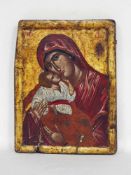 Ikone 'Gottesmutter mit Kind'Veneto-Kretisch, wohl 16./17. Jh., Öl / Goldgrund auf Leinwand, auf