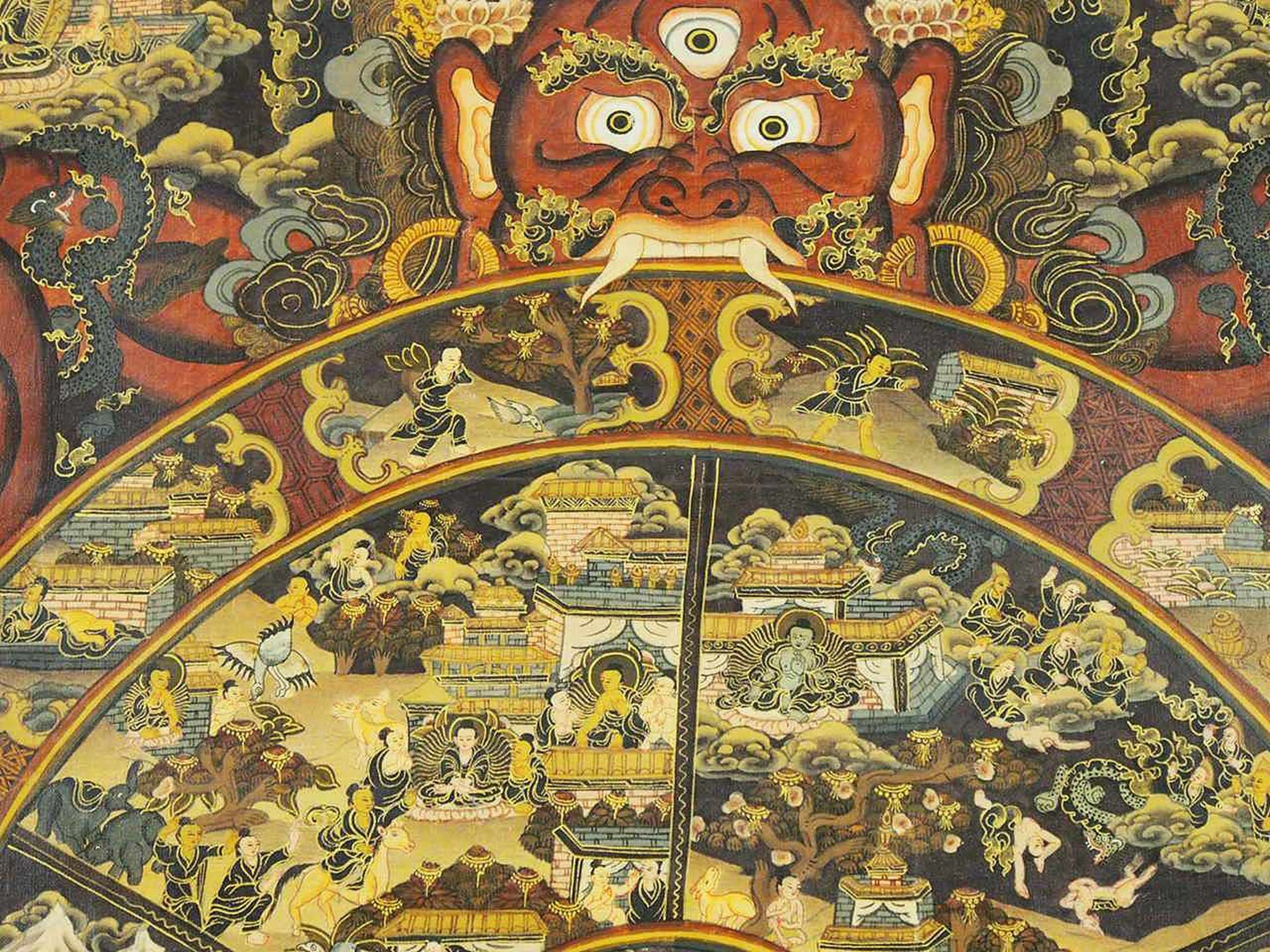 ThankgaTempera auf Leinwand, 115 x 78 cm, Tibet 20. Jahrhundert - Image 4 of 4
