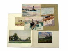Konvolut von 6 Aquarellen(Arbeiten von Friedrich Remler (1862-1942), Schiffe in Mannheim; Heinrich
