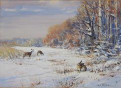 LORENZ, Willy1901-1981Wild im Winter am WaldesrandÖl auf Malkarton, signiert unten rechts, 35 x 49