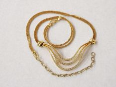 Collier585er Gelbgold, gemarkt Grossé, 51 Brillanten, insgesamt ca. 1 ct, Gewicht 35 g