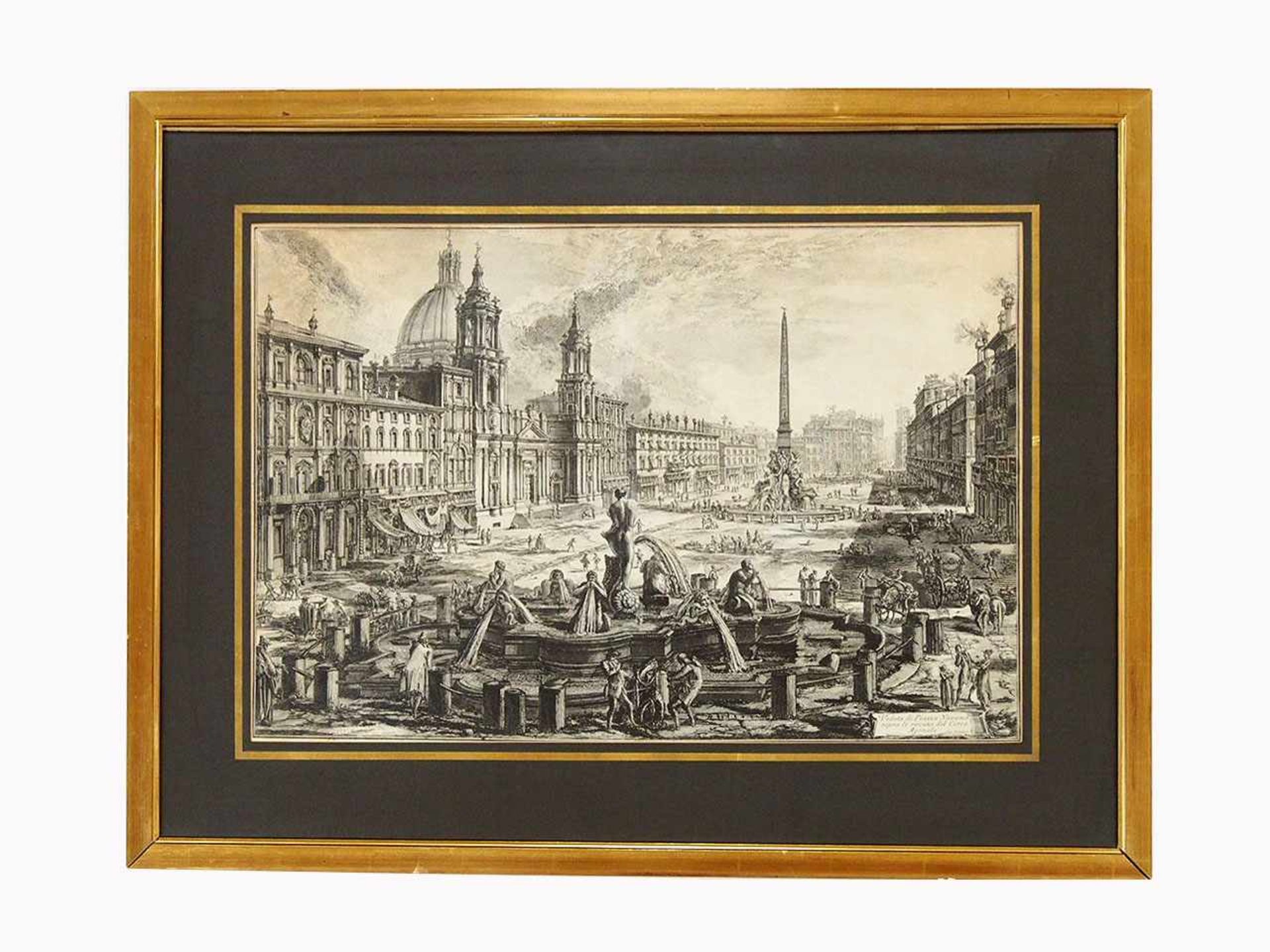 PIRANESI, GiovannI Baptista1720-1778Veduta di Piazza NavonaRadierung, 46,5 x 70 cm, gerahmt unter - Bild 2 aus 3