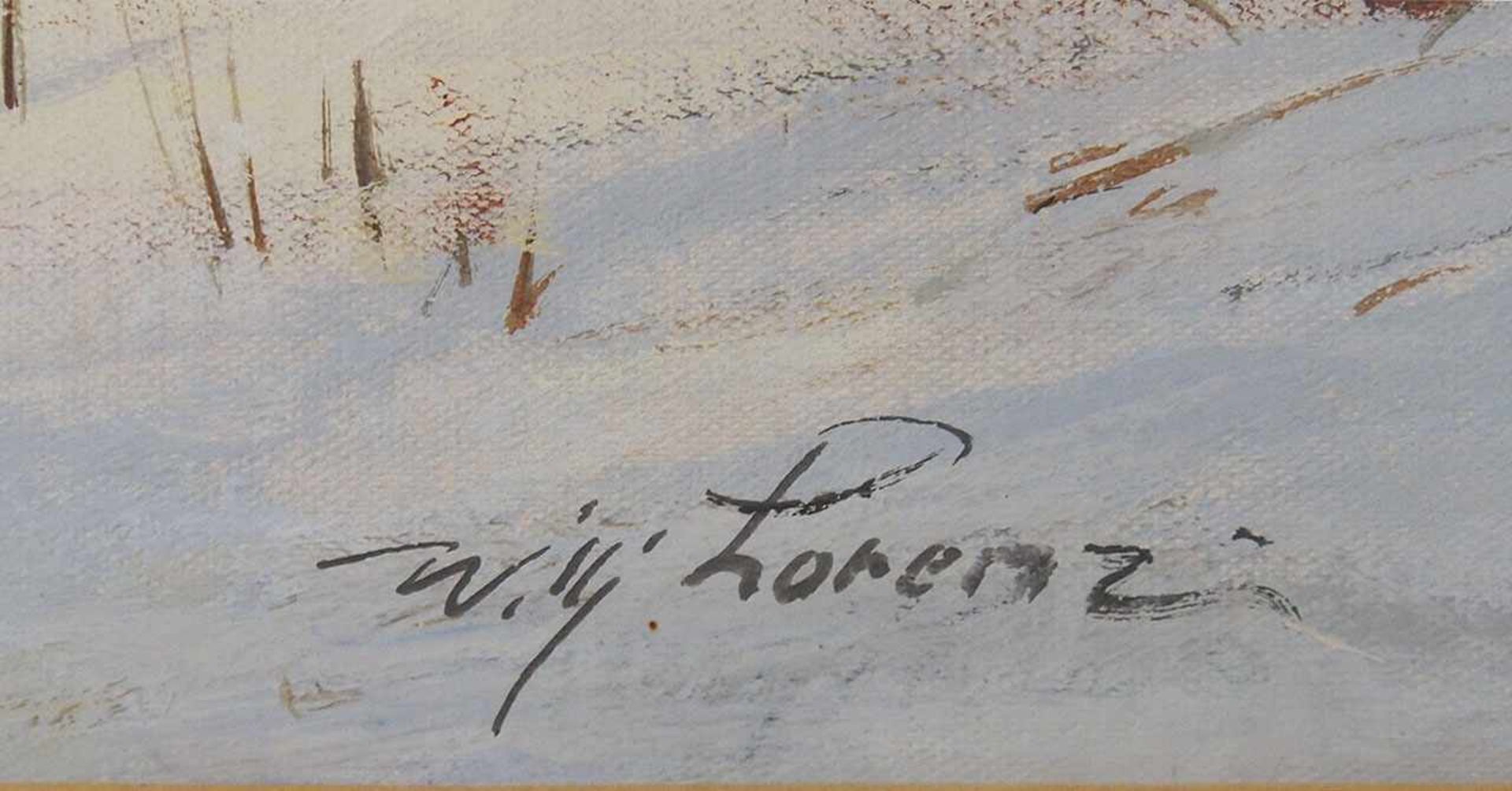 LORENZ, Willy1901-1981Wild im Winter am WaldesrandÖl auf Malkarton, signiert unten rechts, 35 x 49 - Bild 3 aus 3