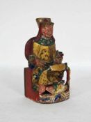 Chinesischer Kaiser auf seinem ThronChina, um 1800, Holz, vollrund geschnitzt, farbig gefasst und