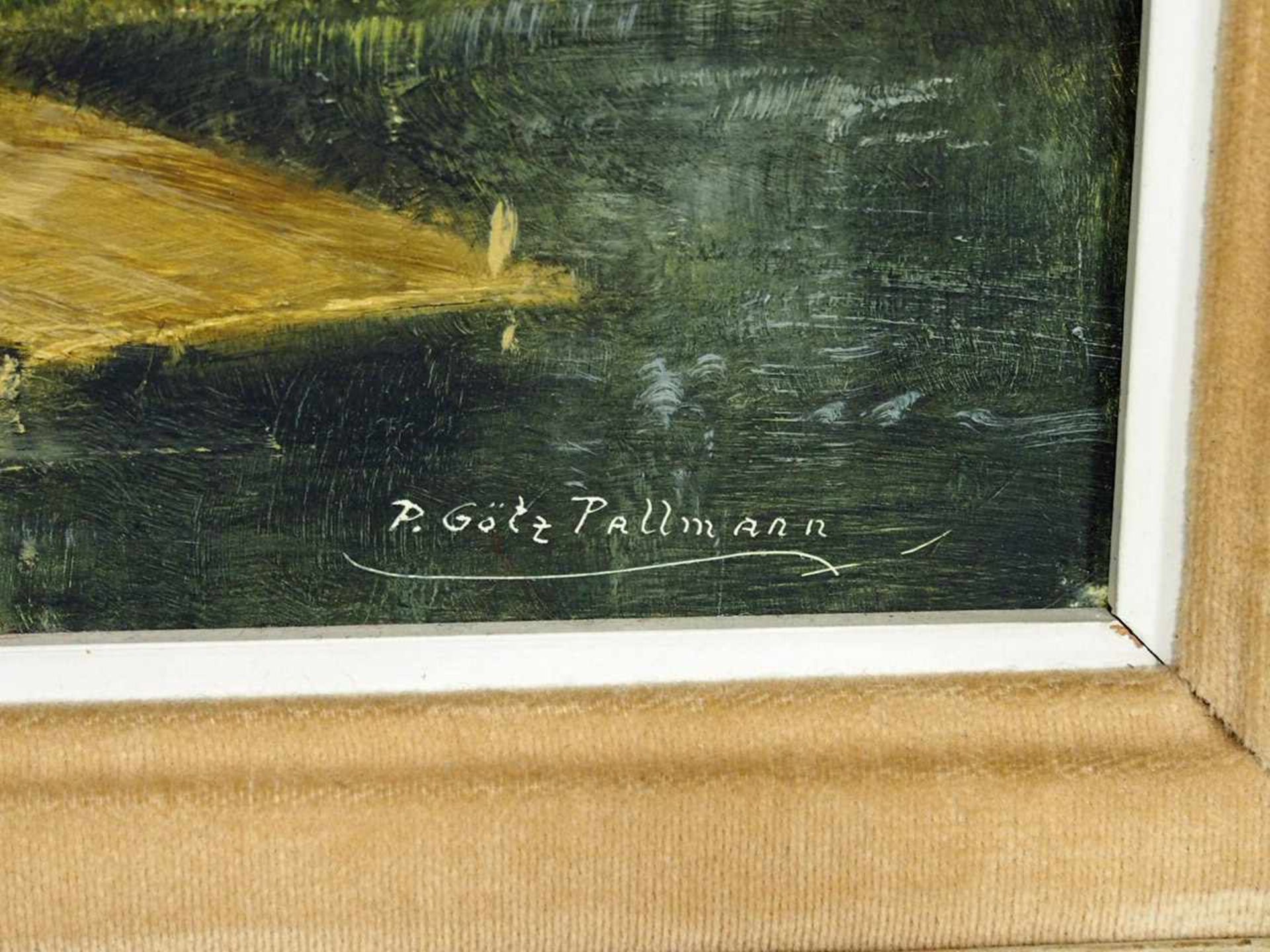 PALLMANN, Peter Götz1908-1966Gesellschaft am SeeÖl auf Malplatte, signiert unten rechts, 67 x 42 cm, - Image 3 of 3
