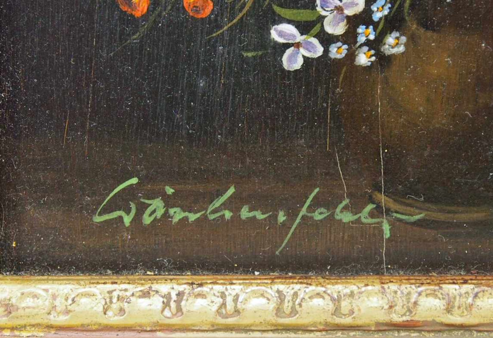 WEIDENFELLERtätig 19. Jh.BlumenstillebenÖl auf Holz, signiert unten links, 18 x 14 cm, Rahmen - Bild 3 aus 3