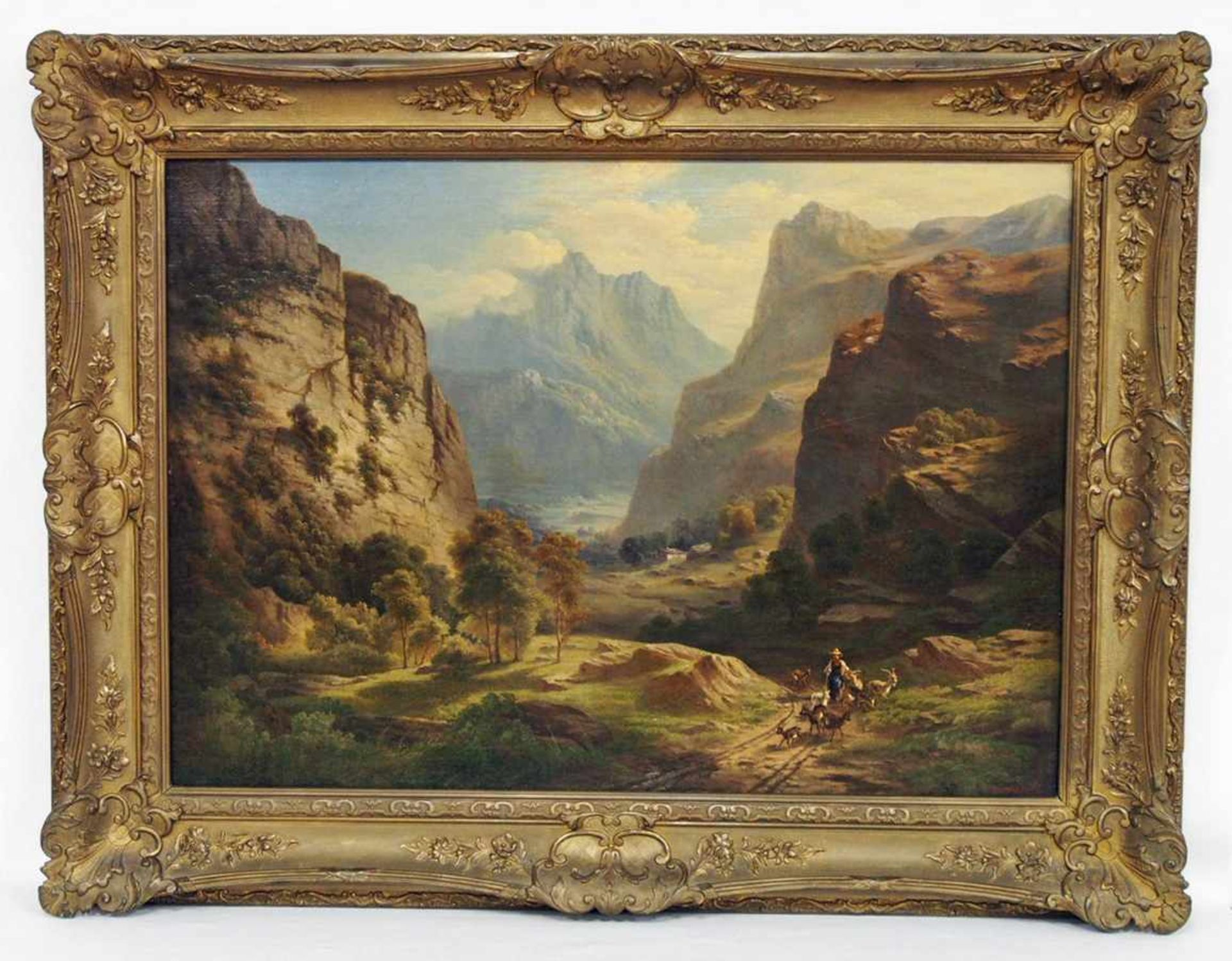 BERNARDI, Joseph1826-1907Im Berner OberlandÖl auf Leinwand, signiert unten rechts, 53 x 88 cm, - Image 2 of 3