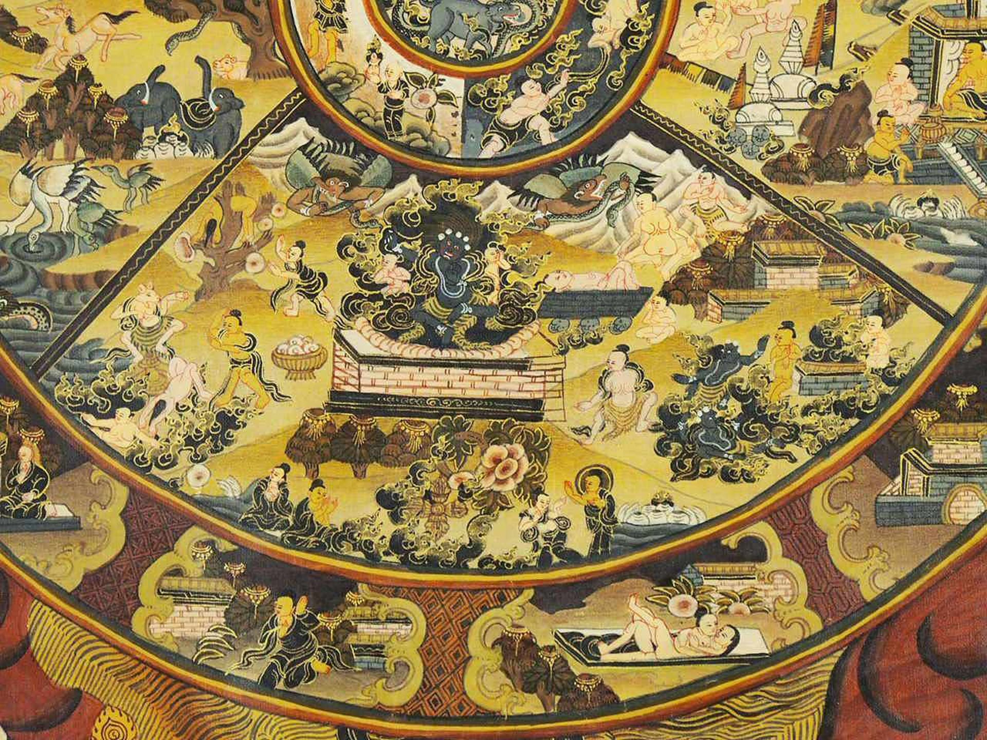 ThankgaTempera auf Leinwand, 115 x 78 cm, Tibet 20. Jahrhundert - Image 3 of 4