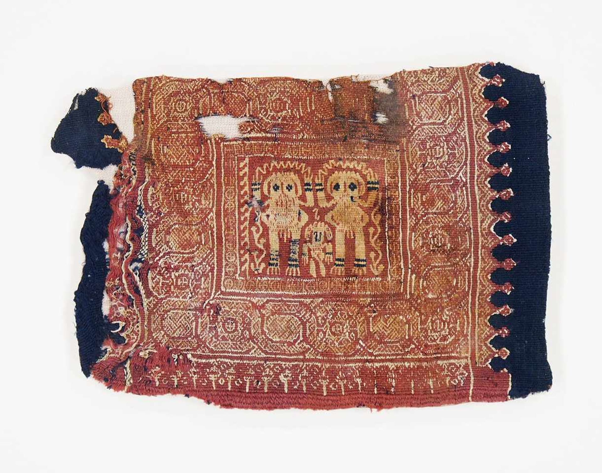 Stoff-Fragment mit figürlicher DarstellungKoptisch 5.-6. Jh. n. Chr., Fundort angeblich Fayum, 16