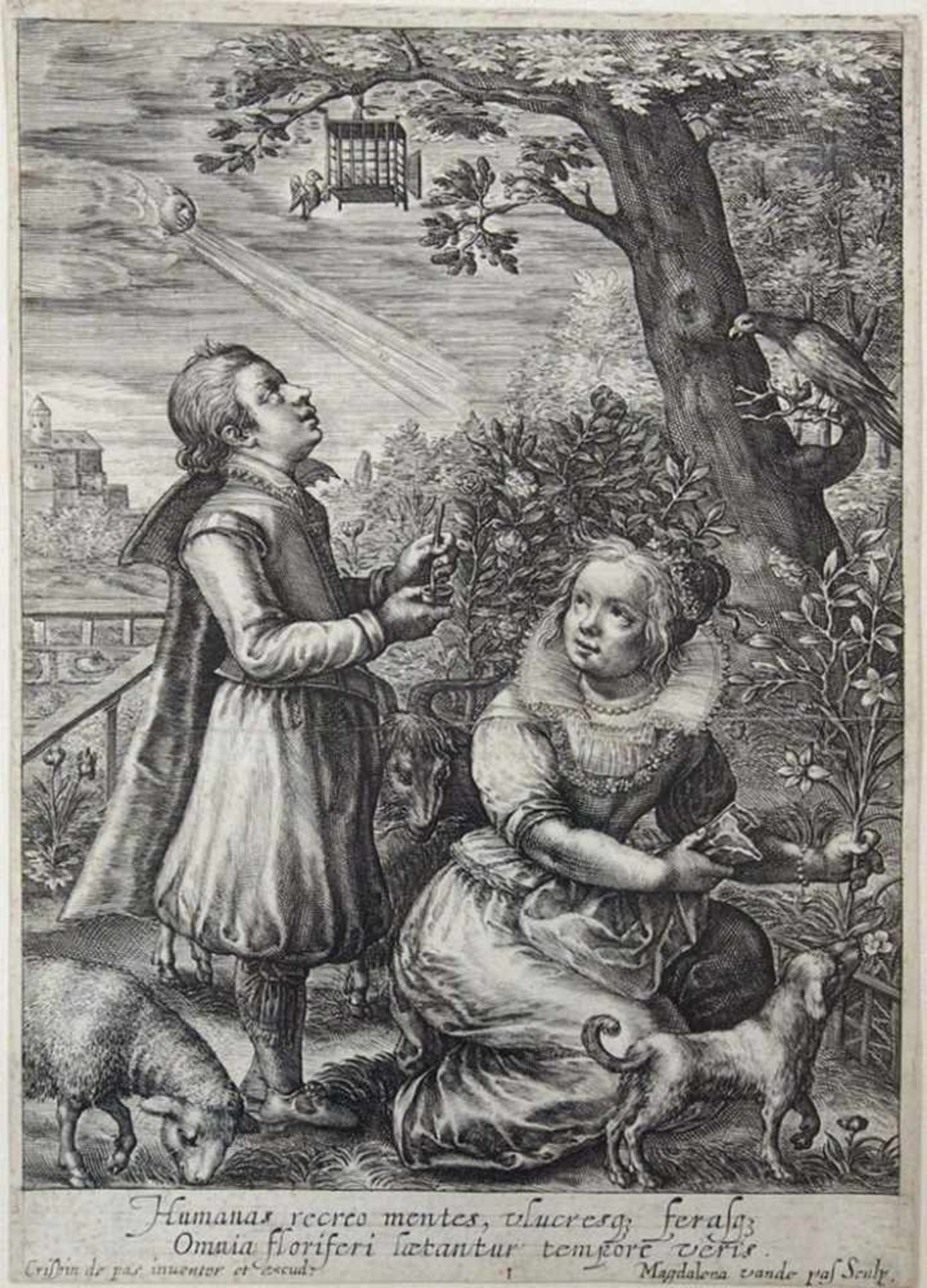 VAN DE PAS, Magdalena1600-1638FrühlingKupferstich, 23 x 16 cm, gerahmt unter Glas und