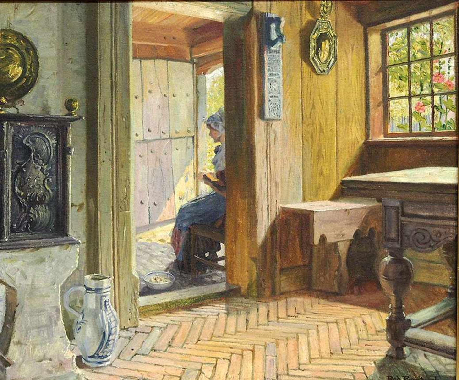 PANITZSCH, Robert1879-1949Bauernhaus-Interieur mit lesender FrauÖl auf Leinwand, signiert unten