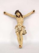 Corpus ChristiDeutsch, 19. Jh., Holz, geschnitzt, rückseitig abgeflacht, alte Fassung, Höhe 35 cm- -