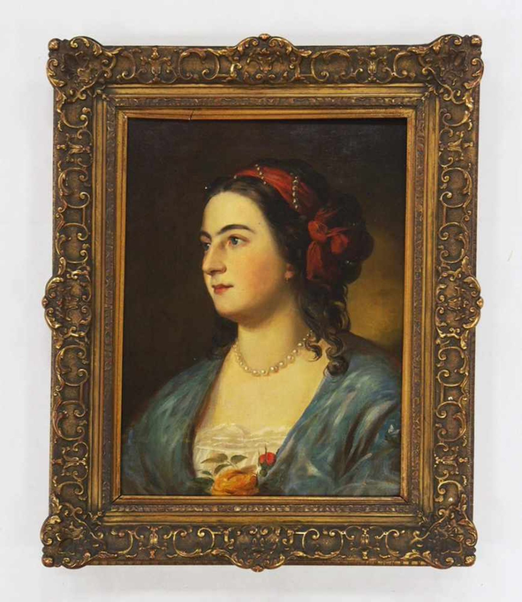 MAKART, Hans1840-1884Brustporträt einer jungen Frau mit HaartuchÖl auf Holz, signiert Mitte links, - Bild 2 aus 2