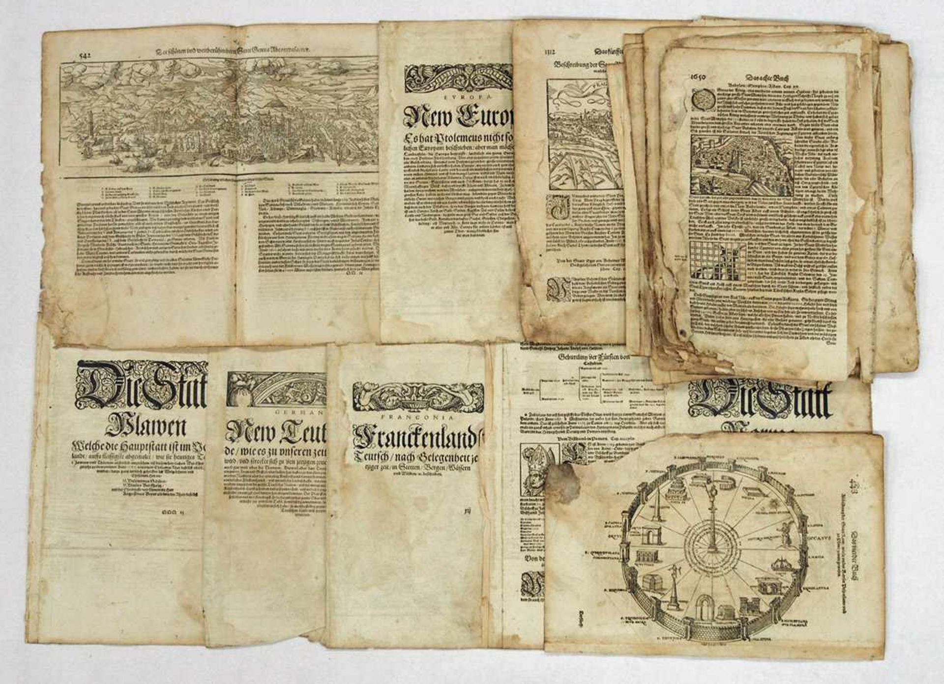 MÜNSTER, Sebastian1488-1552Konvolut Städteansichten und KartenHolzschnitte aus der Cosmographia,