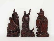 § Stationen aus dem Leben BuddhasHartholz, geschnitzt, Glasaugen, verso abgeflacht, China, um