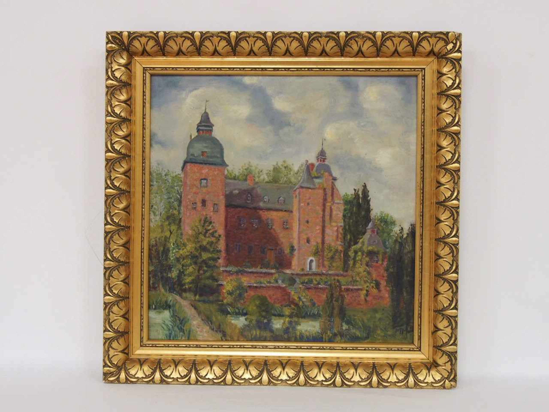 DEUTSCHER MEISTER20. Jh.Schloss MillendonkÖl auf Leinwand, monogrammiert, 47 x 47 cm, Rahmen- - - - Image 2 of 2