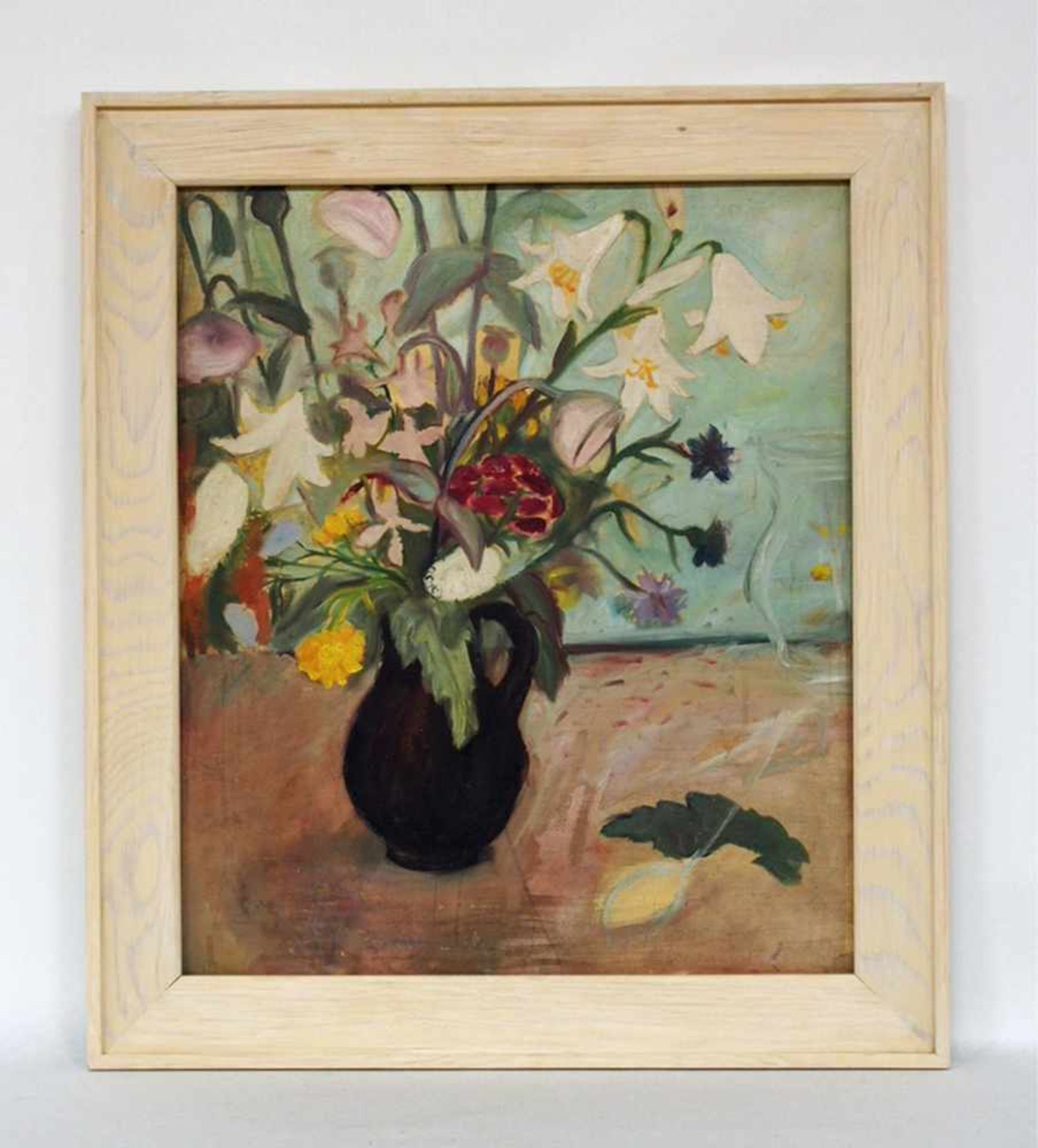 KNISPEL, Ulrich1911-1978BlumenstillebenÖl auf Malpappe, 66 x 55 cm, Rahmen (das unsignierte und - Bild 2 aus 2