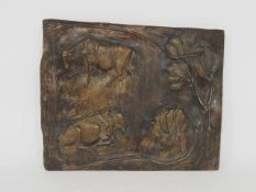 FALLER, Max1927-2012Landschaft mit drei KühenBronzerelief, 30 x 35 cm- - -25.00 % buyer's premium on