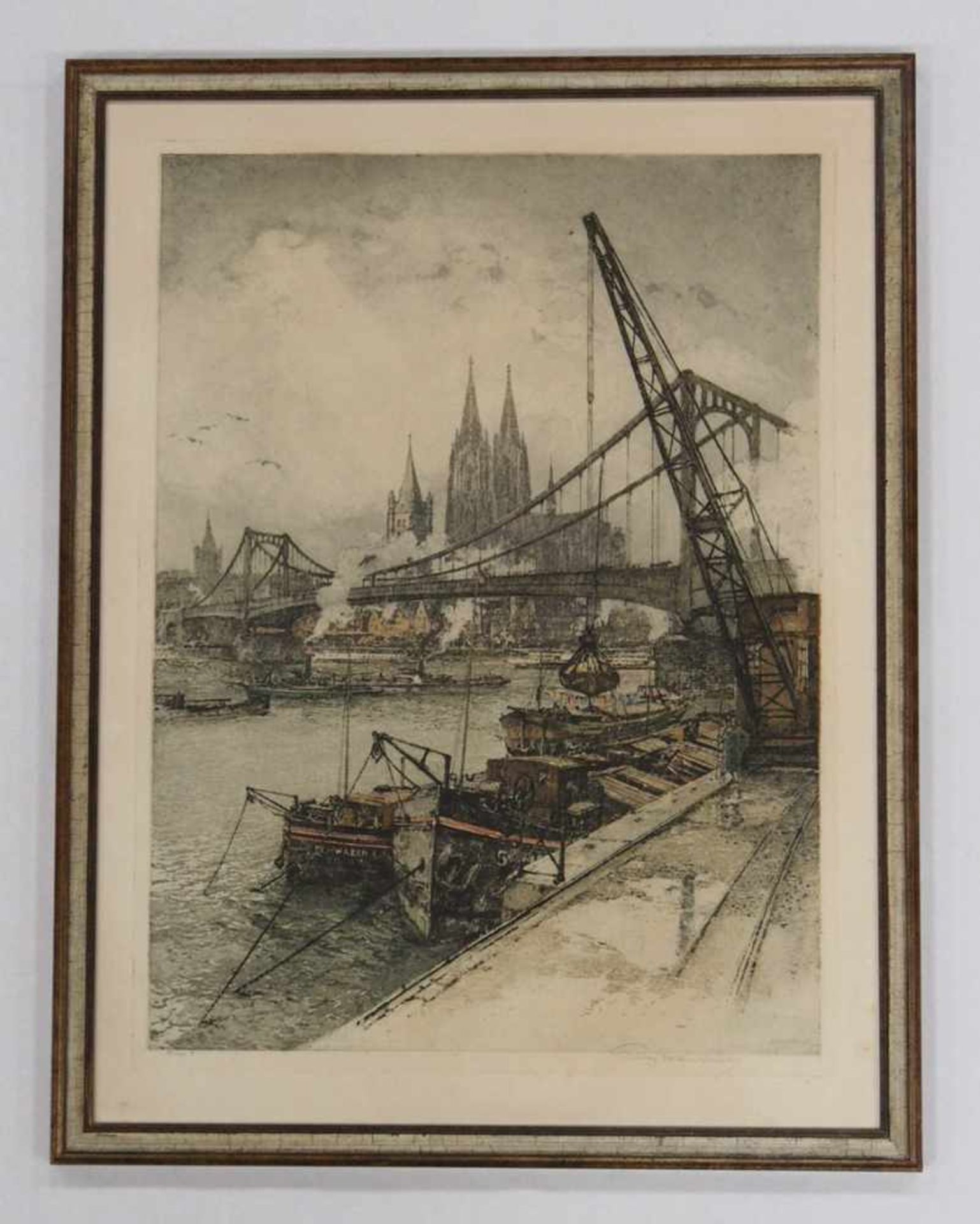 KASIMIR, Luigi1881-1962Hindenburgbrücke in KölnFarbradierung, signiert unten rechts, nummeriert 67/