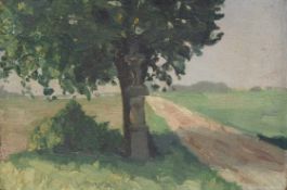 BLUM, Franz1892-1916Bildstock unter einem Baum am WegesrandÖl auf Malkarton, signiert unten