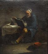 NIEDERLÄNDISCHER MEISTER18. Jh.Gelehrter in der StudierstubeÖl auf Leinwand, 29 x 26 cm,