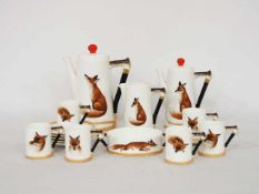 Kaffeeservice FuchsjagdPorzellan, bemalt, Royal Doulton, um 1960/1970, bestehend aus: Kaffeekanne,