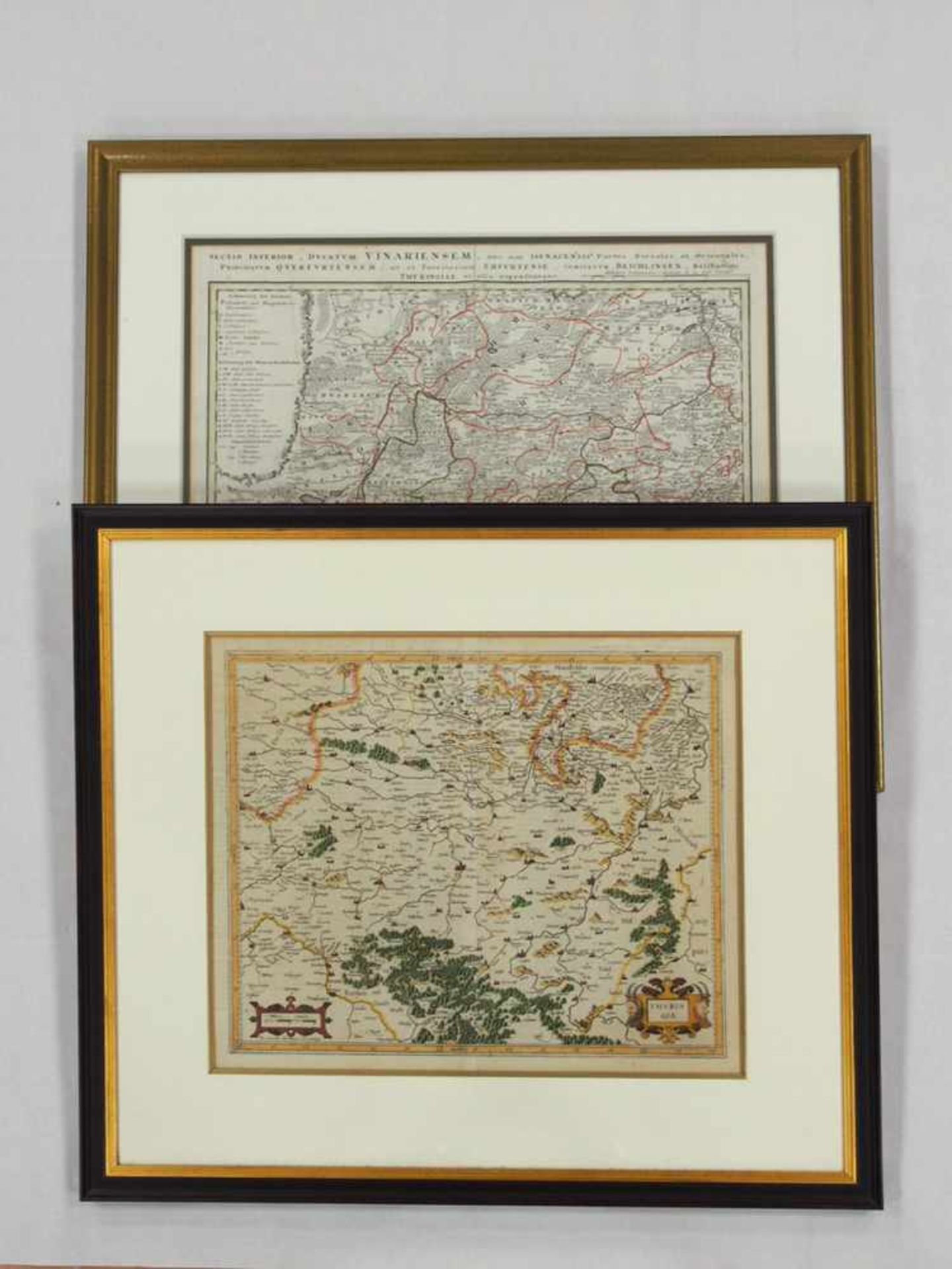MERCATOR, Gerhard1512-1594ThuringhiaKupfetsich, altkoloriert, 36,5 x 44 cm, gerahmt unter Glas und